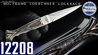 Wolfgang Loerchner Fluted Damascus, Black Lip Pearl & 14Kt Gold Lockback Dagger