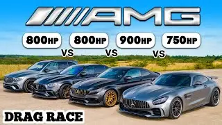900hp AMG C63 VS GTR VS E63 VS GLC 63:DRAG RACE