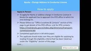 Kerala - Change Address in Conductor License