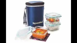 Signoraware Director High Microwave Safe Office Lunch Box Set with Bag | Borosilicate Glass Airtight