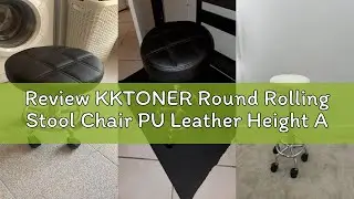 Review KKTONER Round Rolling Stool Chair PU Leather Height Adjustable Swivel Drafting Work SPA Shop
