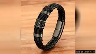 Vintage Woven Leather Rope Wrap Bracelets For Men Classic Stainless Steel Bangles Bracelets Punk Wri