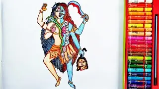 How to Draw half Lord Shiva and Half Kaali Mata Step By Step | Painting Of Lord Shiv Ji and Kalika
