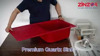 Zinzer Quartz Kitchen Sink Single Bowl Drainboard Red Model Unboxing