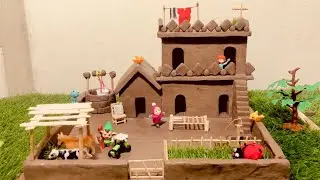 Beautiful miniature village view | mud house living | mud house desgin | how to make clay mud house