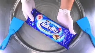 Ice Cream Rolls | Milky Way Ice Cream with Milk Chocolate Bar - rolled fried Ice Cream | ASMR Food