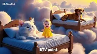 Cute Baby with Cat & Dog in Dreamland 🐶🐱☁️ | Cloud Bed Fantasy Animation | Relaxing Short Video