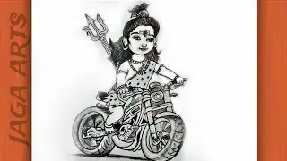 Shiv ji ka drawing // bike chalane wala shiv Ji ki drawing 