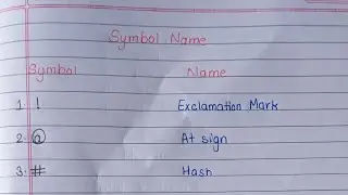 Symbol Name in English | Keyboard Symbol name in English 