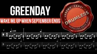 Green Day - Wake Me Up When September Ends - Drumless (with scrolling drum score)