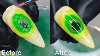 3D rose nail art. 3D rose nail trend tutorial. 3D rose nail with builder gel & gel polish. 💛🏻💚#nails