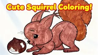 Cute Squirrel Coloring | Easy Fall Drawing for Kids 🐿️🍁 | Simple Step-by-Step Marker Art
