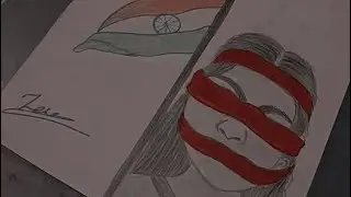 Face pe kapada Bandha hua drawing pencil with colour used 