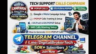 Generate Tech Support Calls | POPUP + iOS Push Full Training | Telegram Channel : @DigitalBrokerTech