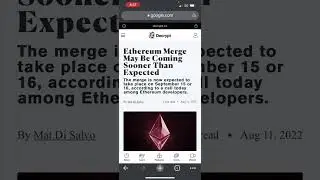 Eth Merge date moved up to September 15, or 16!