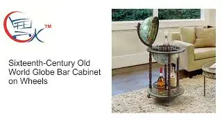 Bar Unit: Sixteenth-Century Old World Globe Bar Cabinet on Wheels