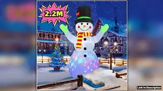 22M7FT Christmas Inflatables Green Gloves Snowman Outdoor Model Builtin Rotating LED Lights Indoor