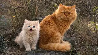Mama Cat and Cute Kitten Outdoor in the Forest 🐾 Playful Cat Moments