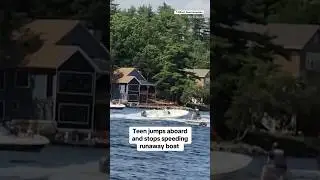 Teen stops speeding runaway boat #shorts