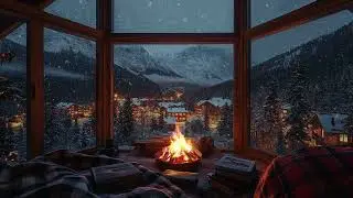 Tranquil Winter Cabin: Peaceful Crackling Fire and Soft Snowstorm Sounds for Deep Sleep