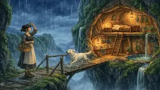 A Cozy Life Inside a Mountain Cave on Rainy Days  Ghibli Silent Days