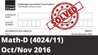 O Level Math D (4024) Oct Nov 2016 Paper 11