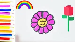how to draw smiling flower #drawing #howtodraw #easydrawing #flowers