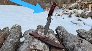 Handmade Damascus Hunting Knife,10.4