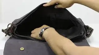 VASCHY Vintage Leather Canvas Messenger Bag Men Business Briefcase Crossbody Satchel