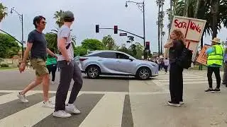 No Kings Protest Santa Barbara - 4K Stable - Castillo St to Rainbow Arch along Cabrillo Blvd
