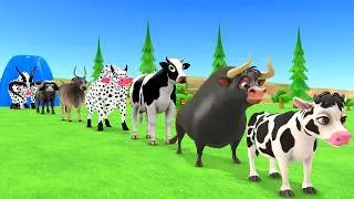 Paint Animals Cow Cartoon,Bull,Buffalo,Ox, Bison,Bullocks Fountain Crossing Animal Transformation