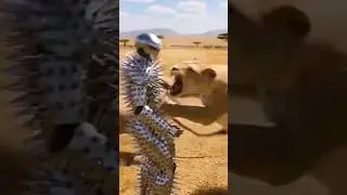 Spiked suit Man vs Lion Pride - They can't bite through 😱🦁⚔️
