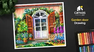Easy oil pastel garden drawing / Oil pastel drawing-door / Oil pastel drawing for beginners