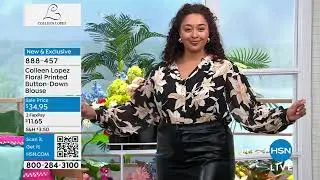 Colleen Lopez Floral Printed ButtonDown Blouse