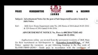 JK POLICE SUB INSPECTOR NOTIFICATION EXPLAINED || PREVIOUS CUTOFF