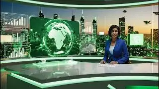 Modern Green Screen News TV Virtual Studio Cityscape Green Background SFX