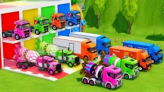 Garage with Colors - ALL MIXER TRUCK WITH DOUBLE FLATBED TRAILER TRUCK, MAN, PHOENIX, SCANIA, MAZ