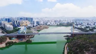 Aerial View of Hyderabad Durgam Cheruvu Cable Suspension Bridge | CAPTAIN SAIKIRAN |