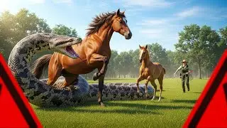 &ldquo;Brave Rescue: Mother Horse & Baby Trapped by Giant Snake!&rdquo;
