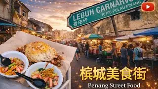 槟城卖菜街晚上美食街热闹夜市 Penang Lebuh Carnarvon Street Food
