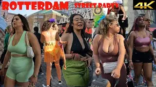 Street party in Dutch way. Party after Rotterdam Caribbean carnival parade 2023