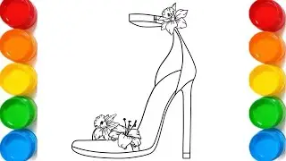 Princess Shoes Drawing and Coloring for kids|Cute Princess shoes Coloring with Sparkles|Glittery art