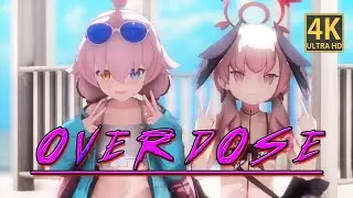 【MMD ブルーアーカイブ / 4K / 60FPS】水着 x 下江コハル x 小鳥遊 ホシノ Overdose