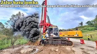 Jalur batu jomba‼️Pengecoran dilanjutkan lagi dan sangat dramatis di jalan amblas ini