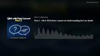 Part 2 - O&A With Peter Lamont on Understanding the Law Radio