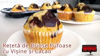 Reteta Briose Pufoase cu Visine si Cacao