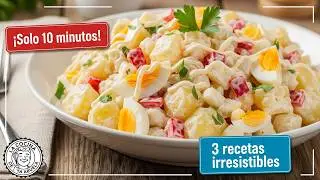 Descubre como hacer 3 RECETAS de ENSALADILLA RUSA en 10 minutos. Cremosas