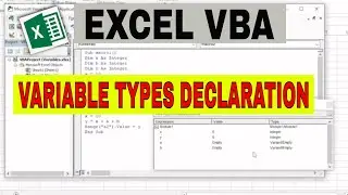 Excel VBA Variable Types Declaration | Excel VBA | VBA Variable | #vba