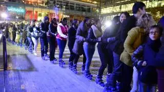 LONGEST CONGA ON ICE WORLD RECORD FOR CHILDREN IN NEED 2014 CANARY WHARF