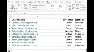 Extract First Name and Last Name from Email Addresses in Excel